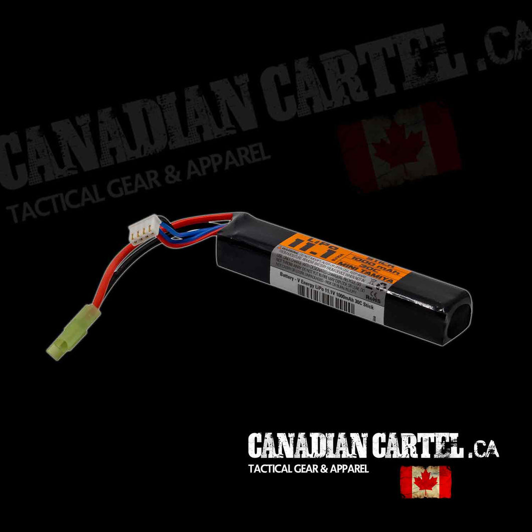 LiPo 11.1v 1000mAh 30c Stick Style (Mini Tamiya Plug)